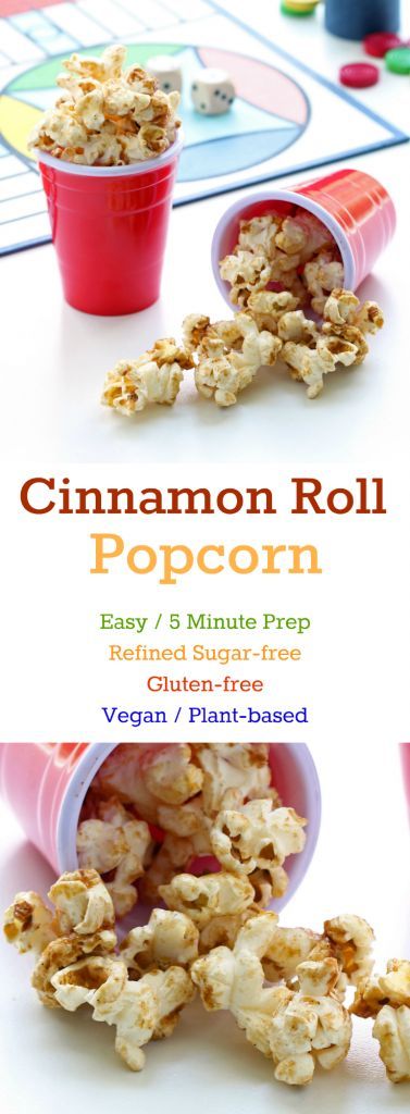 Cinnamon Roll Popcorn (Gluten-free, Plant-based, Refined Sugar-free