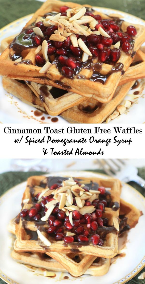 Cinnamon Sugar Waffles w/ Spiced Pomegranate Orange Syrup + Toasted Almonds