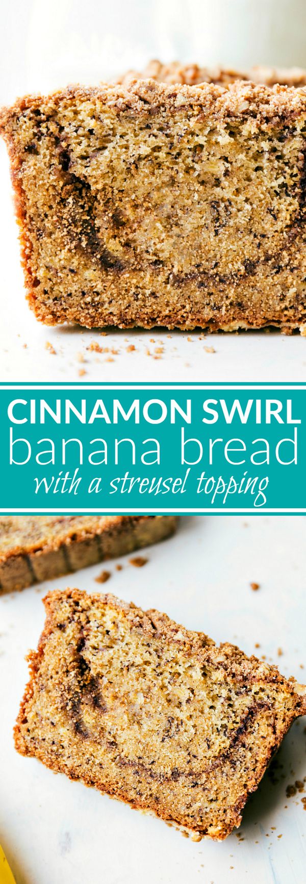 Cinnamon Swirl Banana Bread with a Streusel Topping