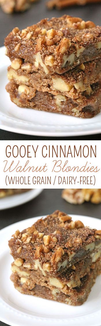 Cinnamon Walnut Blondies (100% whole grain, dairy-free