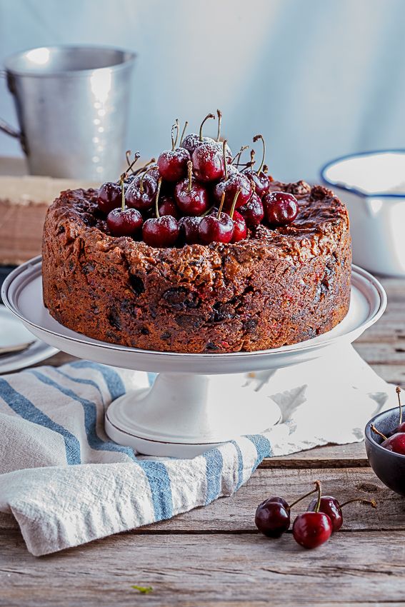 Classic fruit cake with salted maple syrup