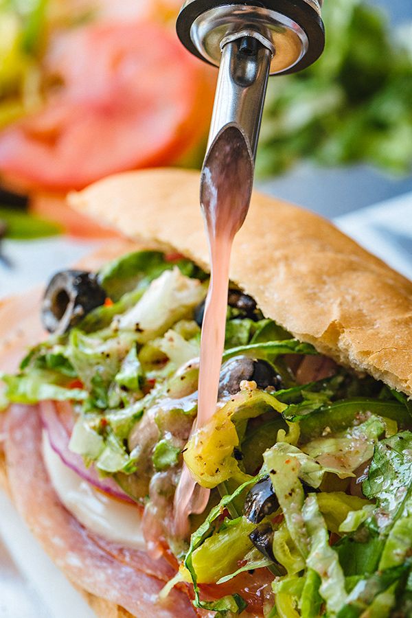 Classic Italian Sub Sandwich with an Herbaceous Red Wine Vinaigrette