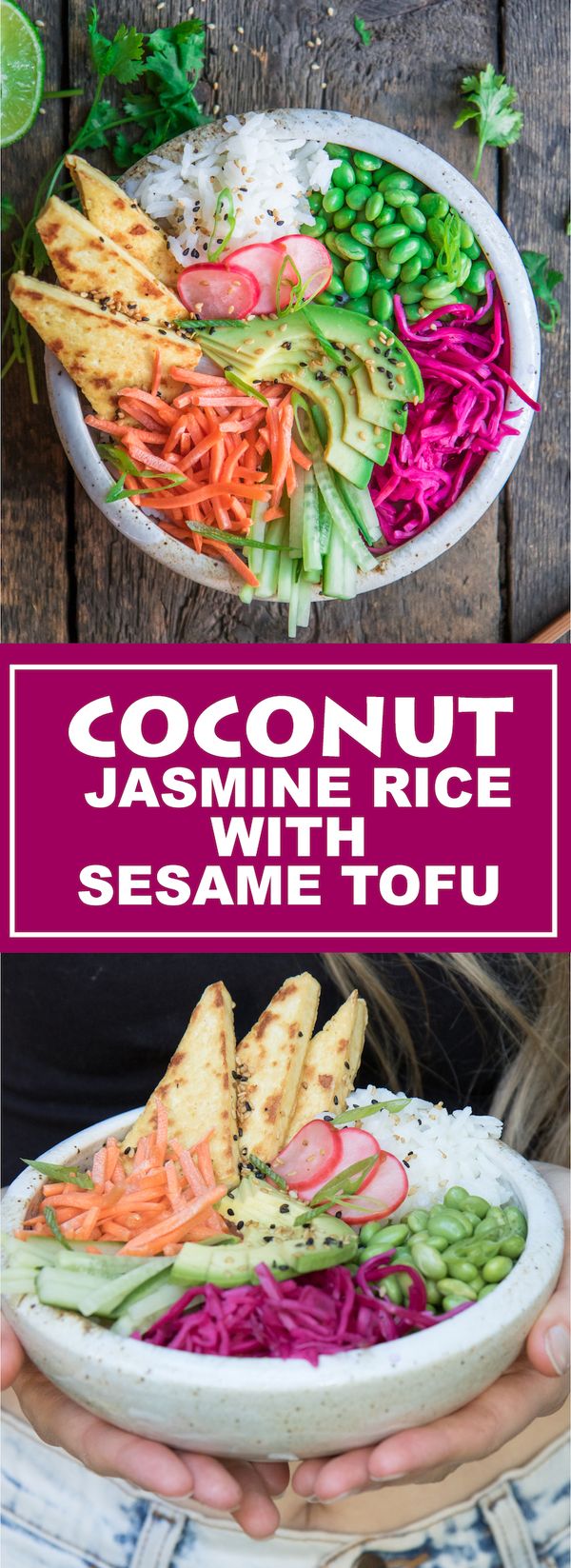 Coconut jasmine rice with sesame tofu