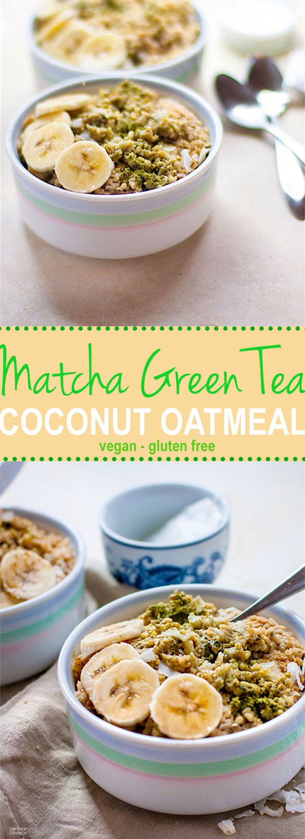 Coconut Matcha Green Tea Oatmeal (Gluten Free, Vegan