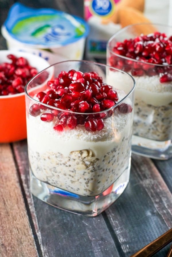 Coconut Pomegranate Overnight Oats Parfait