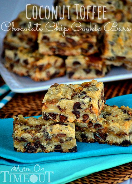 Coconut Toffee Chocolate Chip Cookie Bars