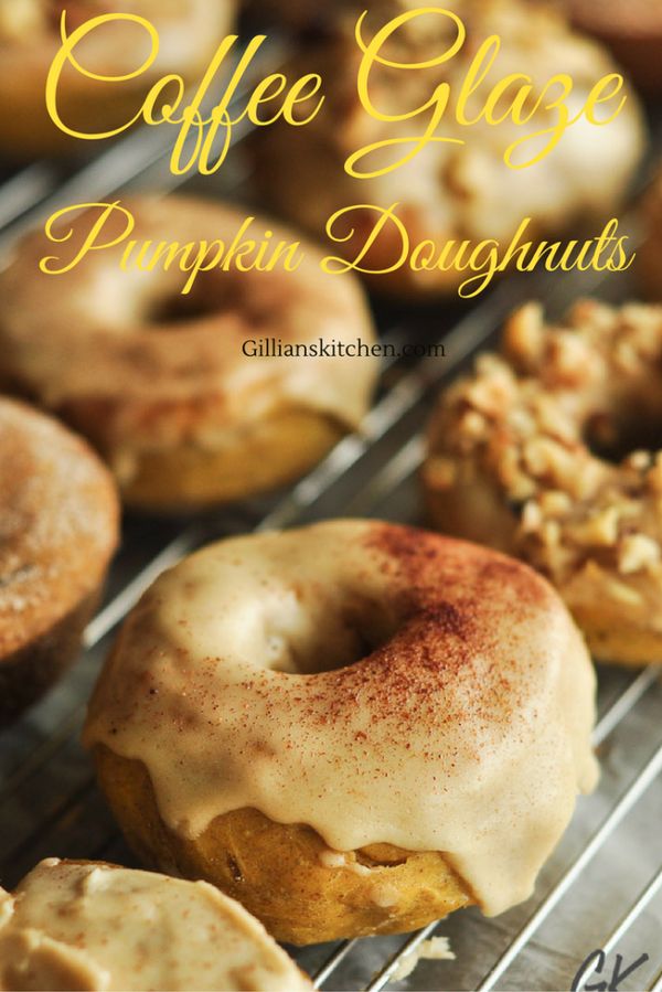 Coffee Glazed Pumpkin Doughnuts