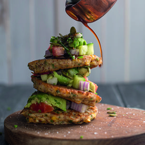 Corn Fritters with Avocado Salsa