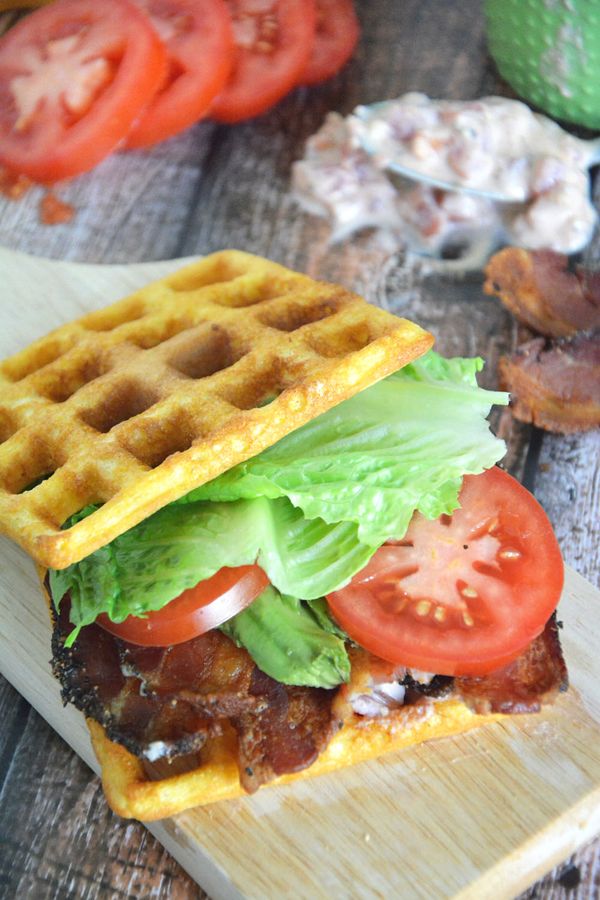 Cornbread Waffle BLT's with Garlic Aioli