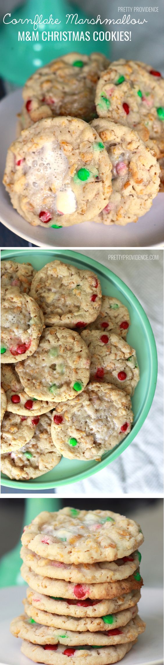 Cornflake Marshmallow M&M Christmas Cookies