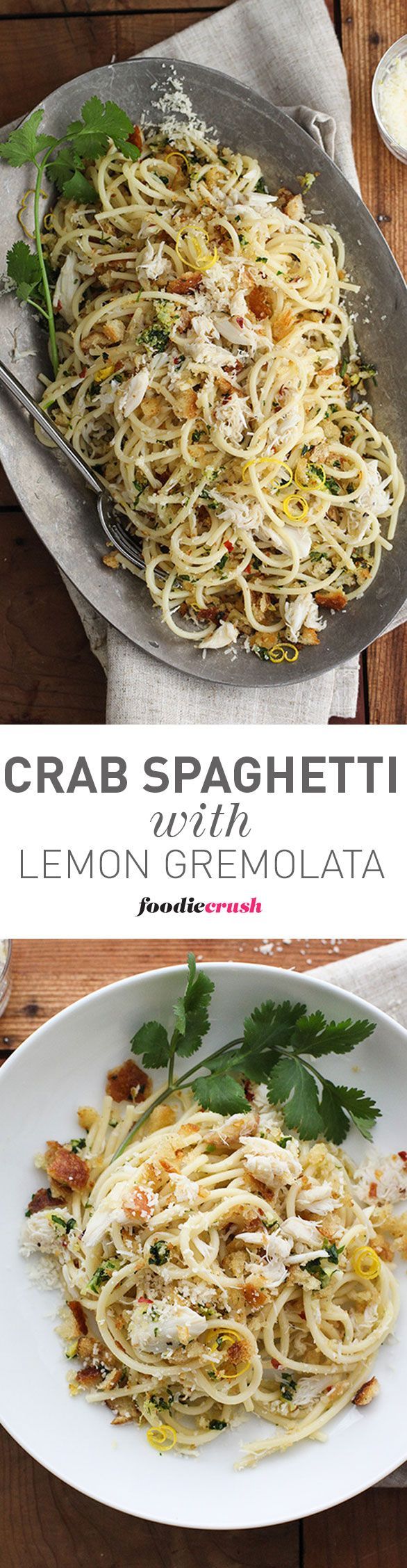 Crab Spaghetti with Lemon Gremolata