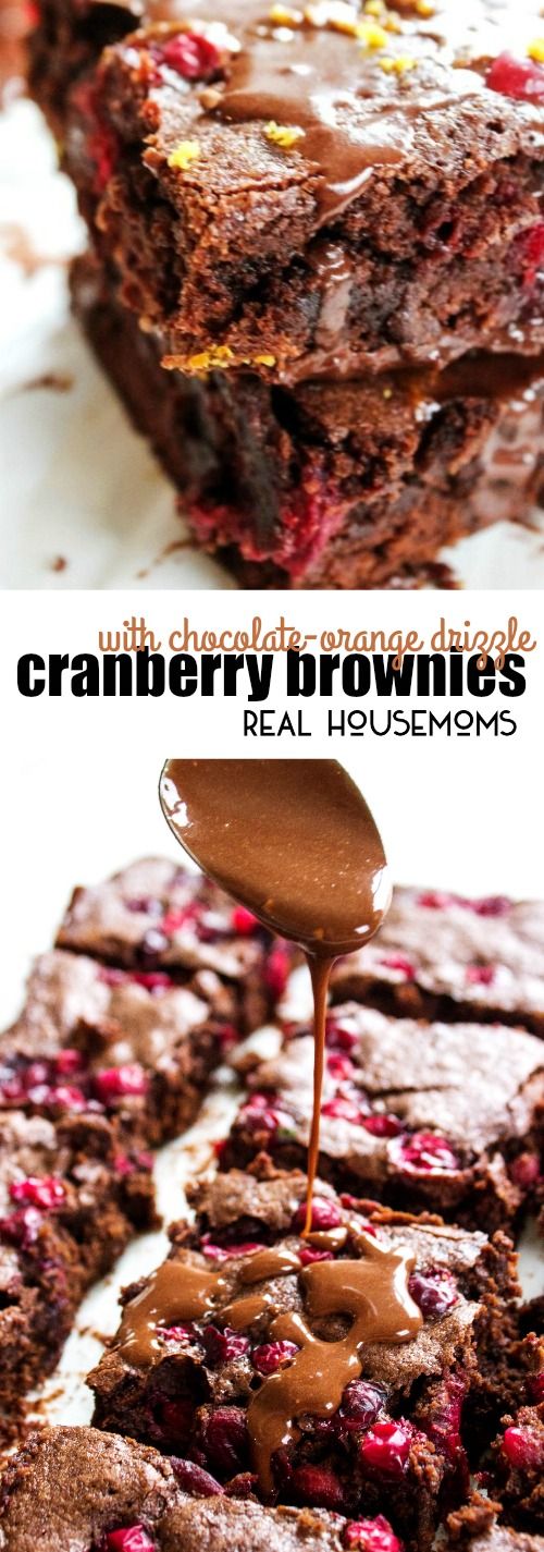 Cranberry Brownies with Chocolate Orange Drizzle