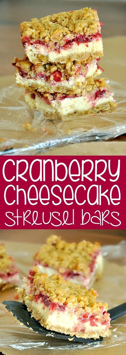 Cranberry Cheesecake Streusel Bars