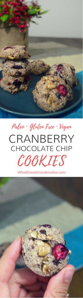 Cranberry Chocolate Chip Cookies (Paleo, Egg-free