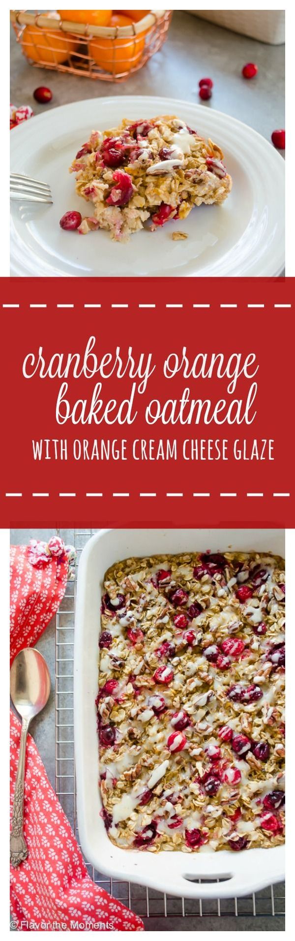 Cranberry Orange Baked Oatmeal with Orange Cream Cheese Glaze