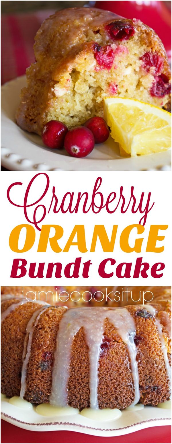 Cranberry Orange Bundt Cake with White Chocolate Glaze