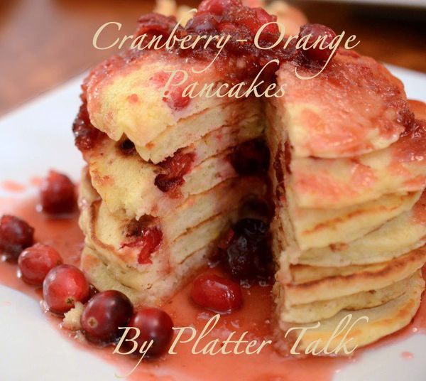 Cranberry-Orange Pancakes with Cranberry Infused Maple Syrup