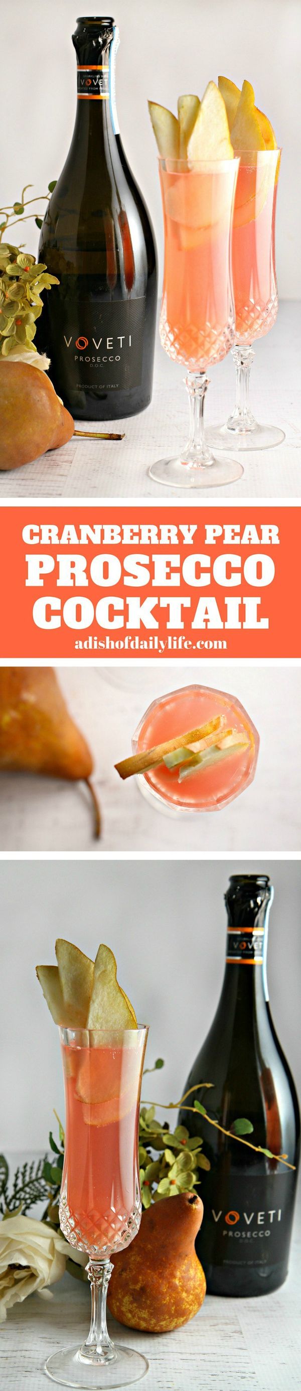 Cranberry Pear Prosecco Cocktail