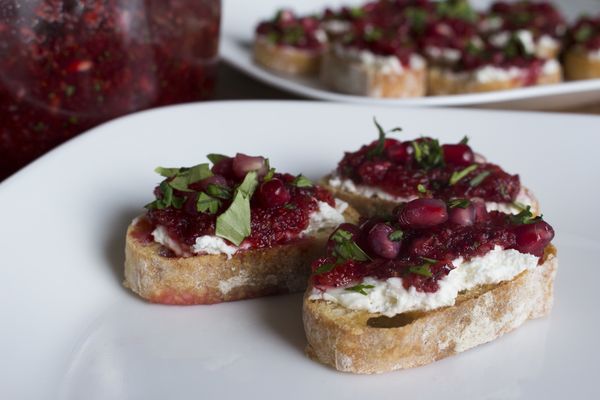 Cranberry Pomegranate Crostini