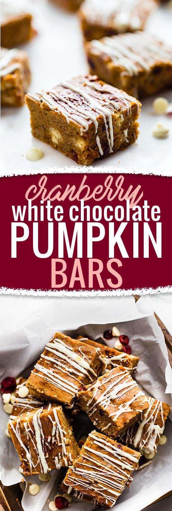 Cranberry White Chocolate Pumpkin Bars (Gluten Free