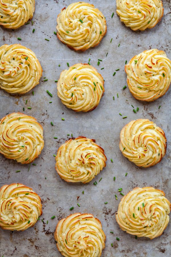 Cream Cheese Chive Duchess Potatoes