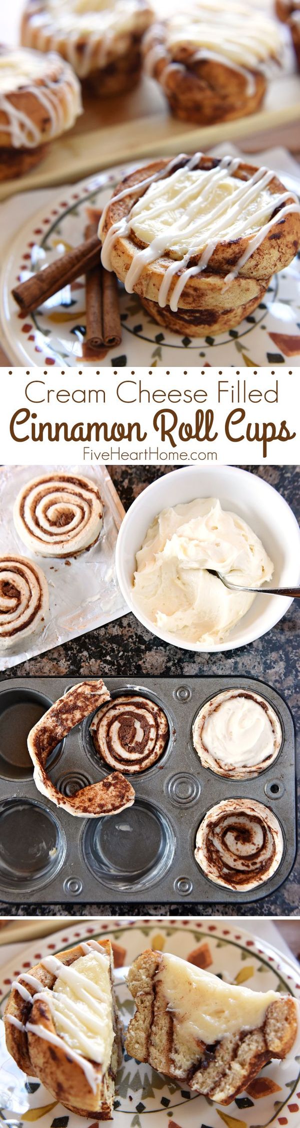 Cream Cheese Filled Cinnamon Roll Cups