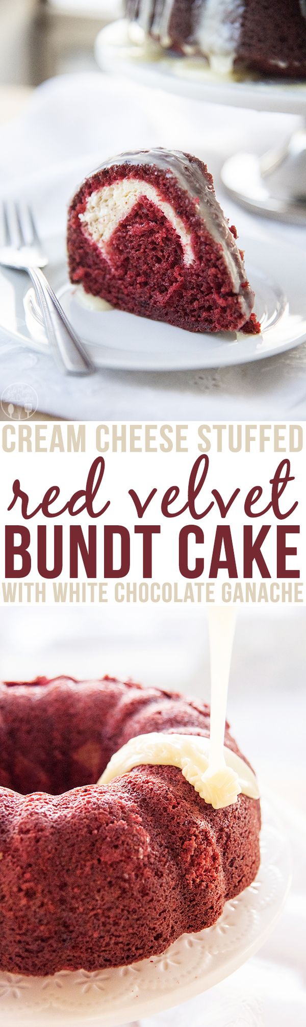 Cream Cheese Stuffed Red Velvet Cake with White Chocolate Glaze