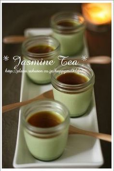 Cream Pudding with Green Tea