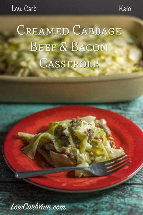 Creamed Cabbage Beef and Bacon Casserole