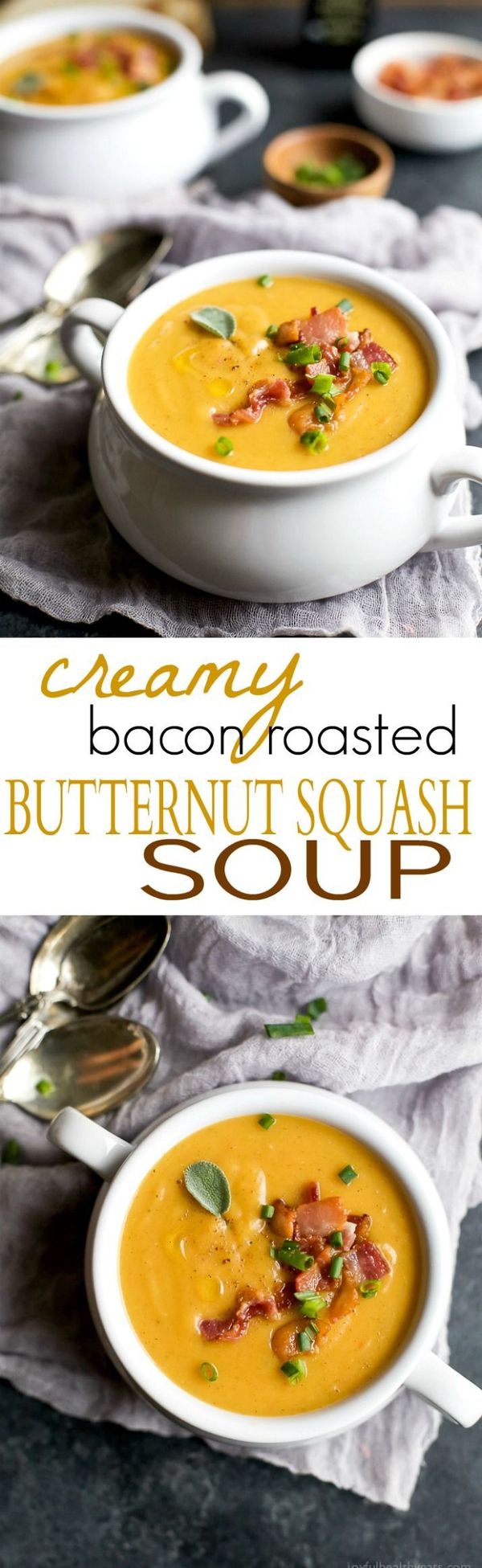 Creamy Bacon Roasted Butternut Squash Soup