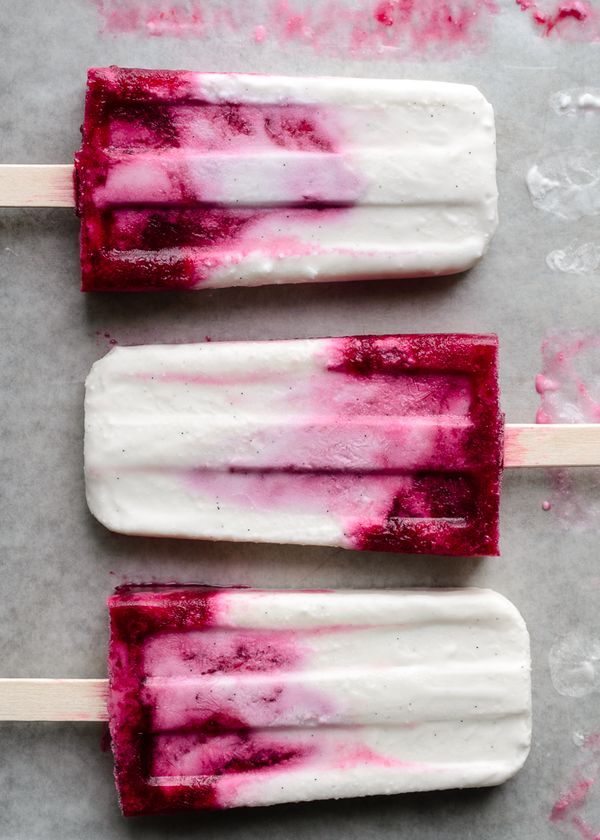 Creamy Coconut and Mixed Berry Popsicles