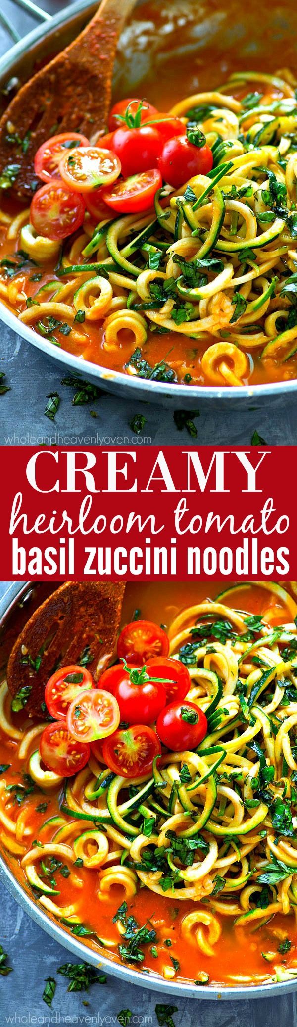 Creamy Heirloom Tomato Basil Zucchini Noodles