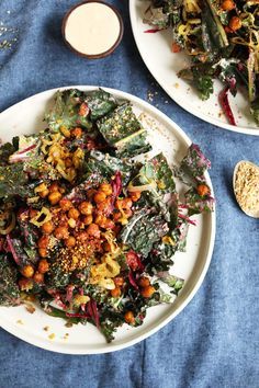 Creamy Kale Salad with Chickpeas, Beets & Dukkah