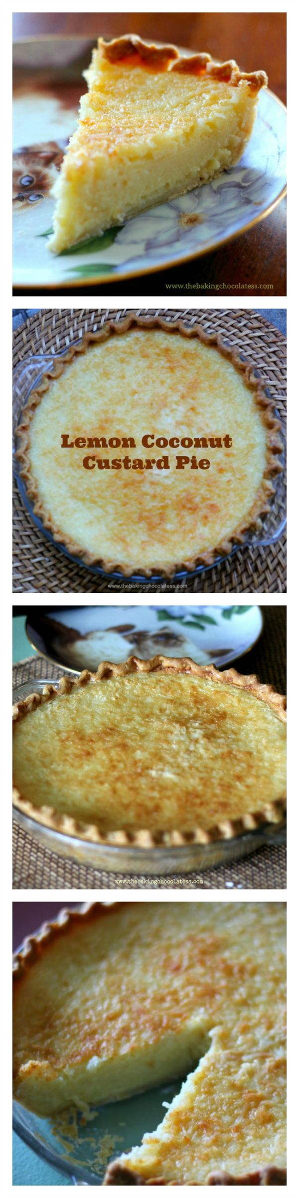 Creamy Lemon Coconut Custard Pie