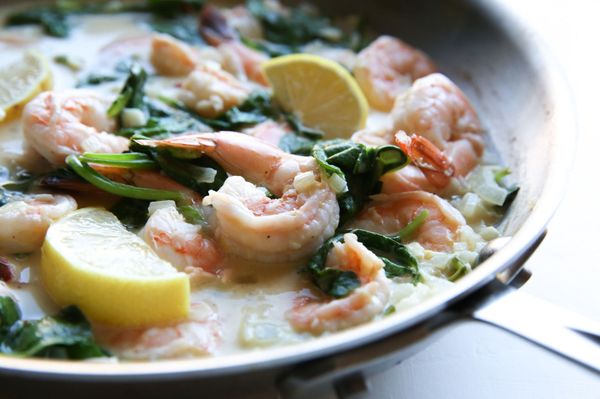 Creamy Lemon Shrimp with Spinach