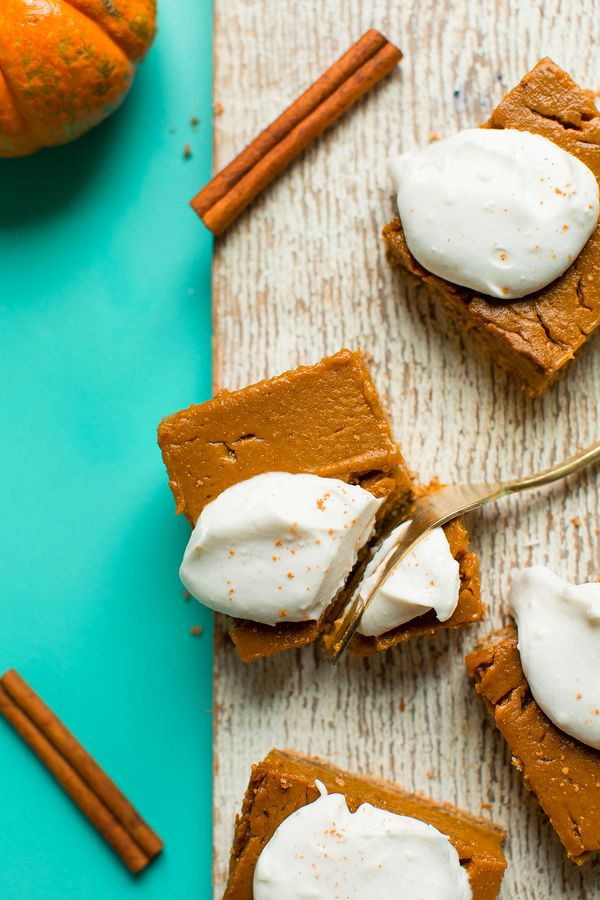 Creamy Pumpkin Pie Bars (V + GF