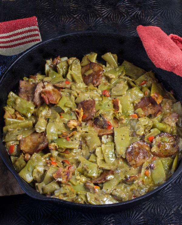 Creole Smothered Green Beans with Andouille Sausage