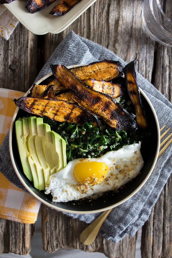 Crispy Eggplant Bacon Breakfast Bowl