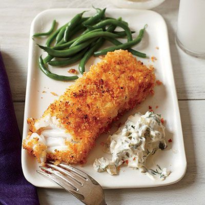 Crispy Fish with Lemon-Dill Sauce