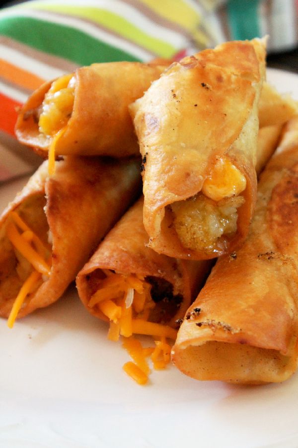 Crispy Mexican Flautas with Salsa, Potatoes and Cheese