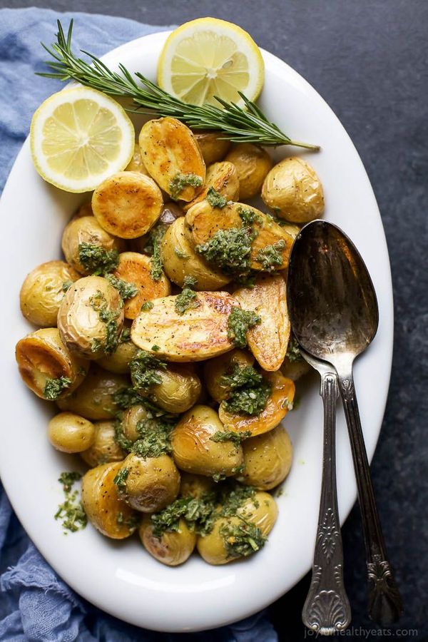 Crispy New Potatoes with Sage Salsa Verde