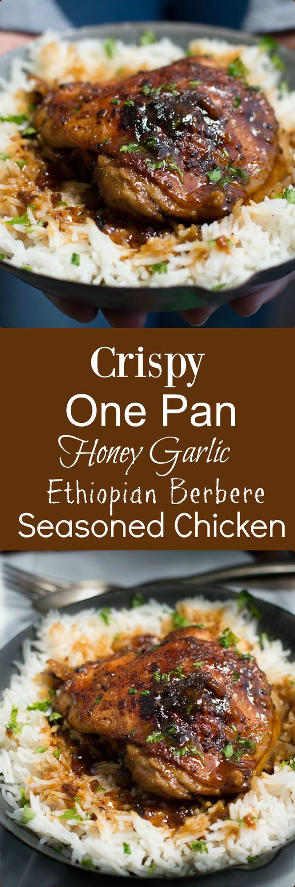 Crispy One Pot Honey Garlic Ethiopian Berbere Chicken Thighs