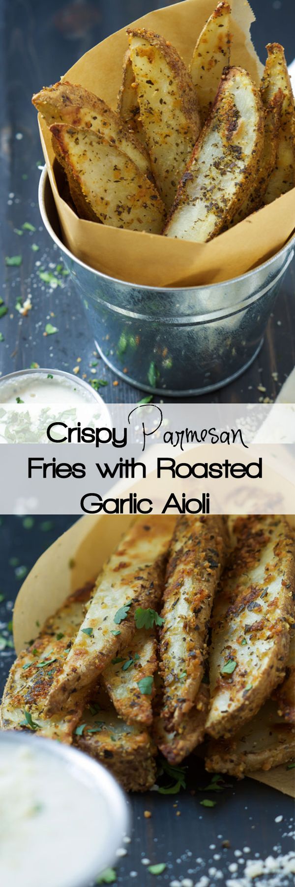 Crispy Parmesan Fries with Roasted Garlic Aioli