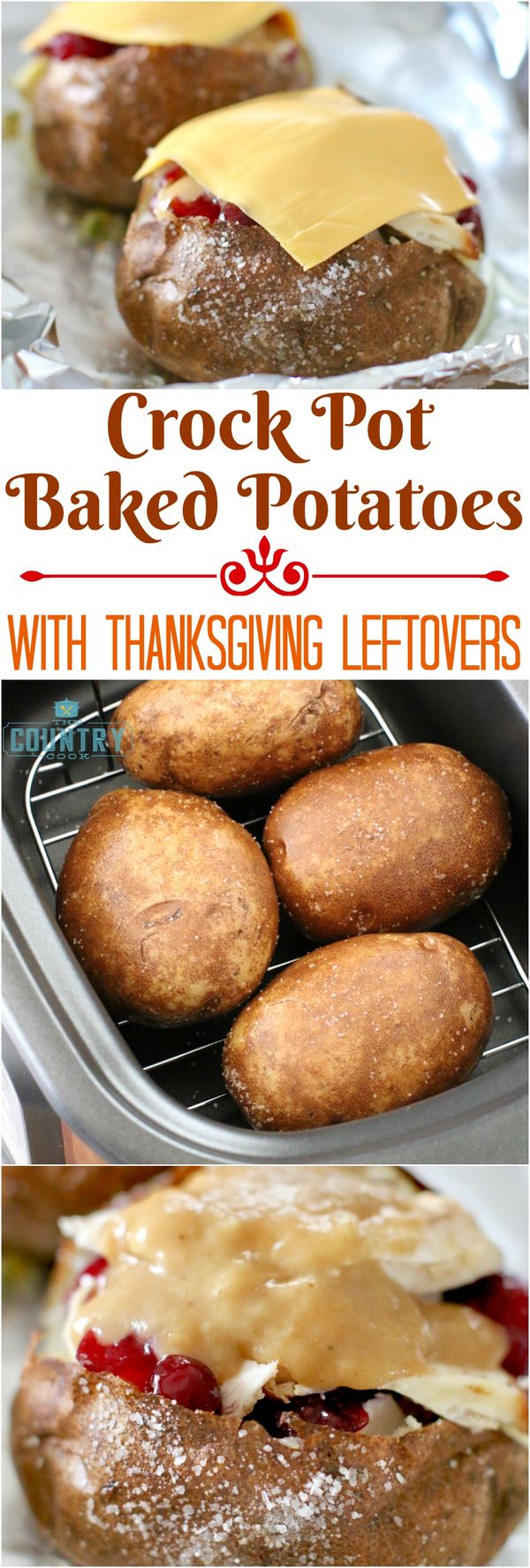 Crock Pot Baked Potatoes with Thanksgiving Leftovers