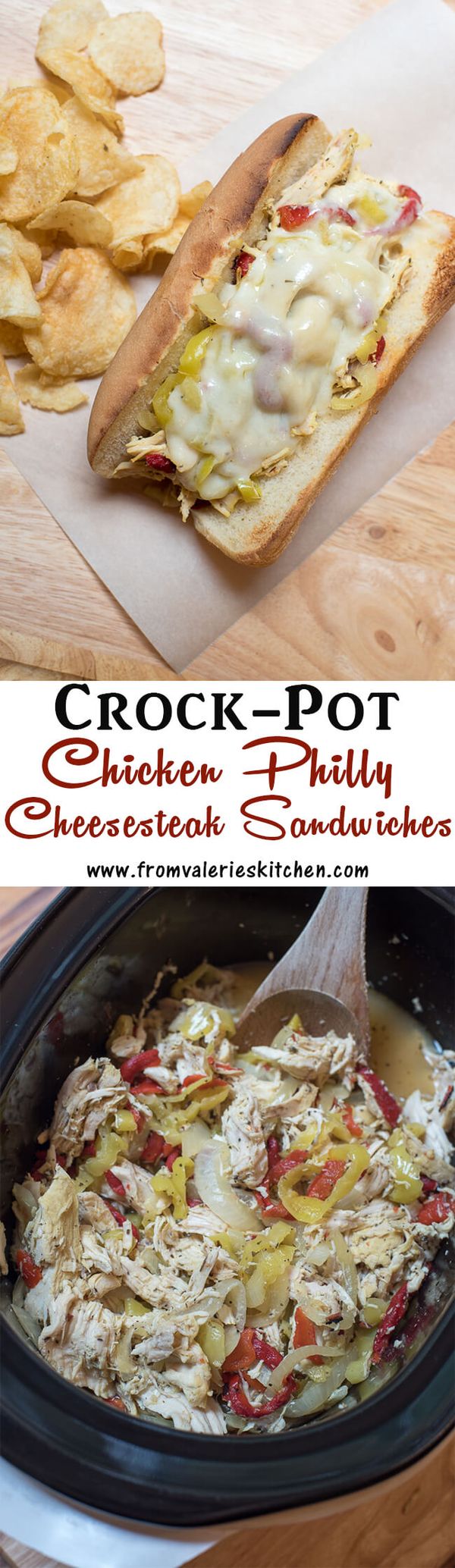 Crock-Pot Chicken Philly Cheesesteak Sandwiches