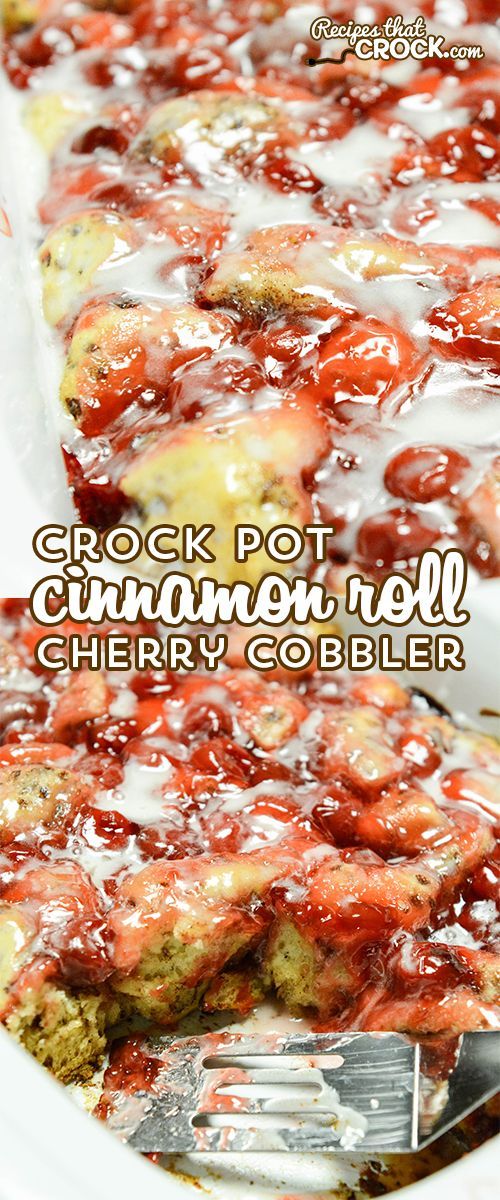 Crock Pot Cinnamon Roll Cherry Cobbler