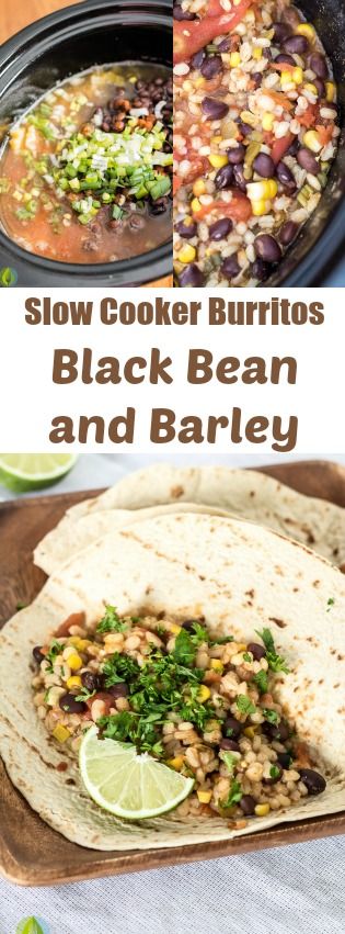 Crockpot Black Bean and Barley Burritos