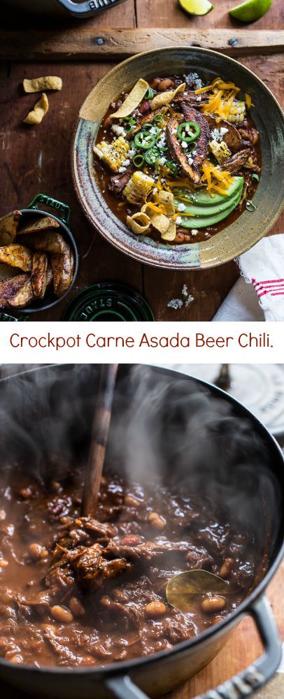 Crockpot Carne Asada Beer Chili