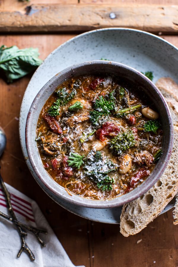 Crockpot Italian Chicken and Broccoli Rabe Chili