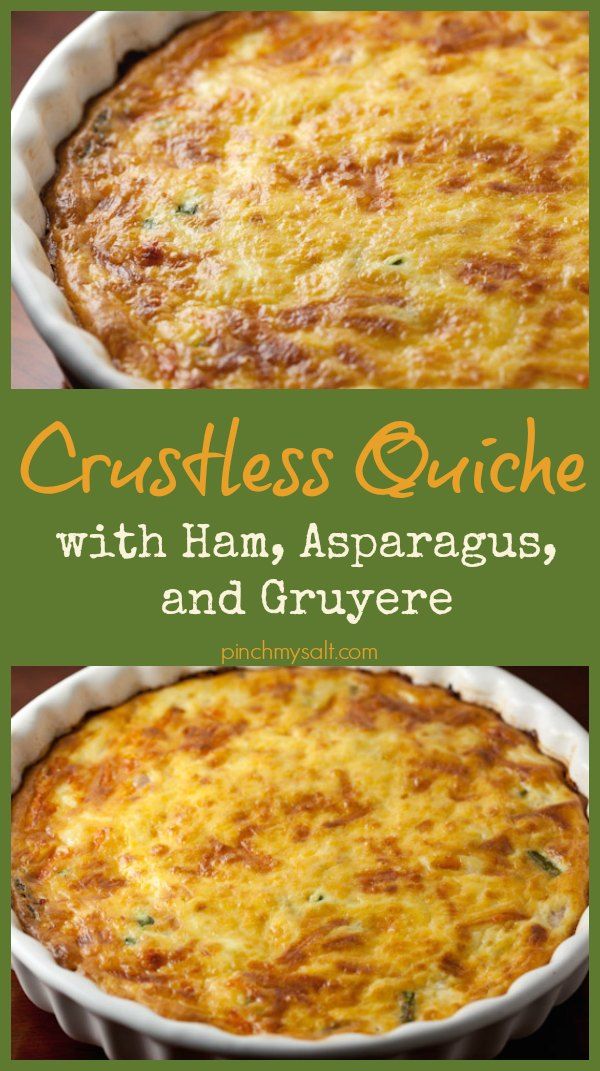 Crustless Ham and Asparagus Quiche with Gruyere Cheese